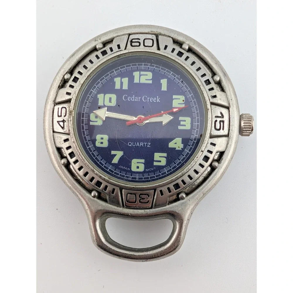 Cedar Creek Clip Watch Men 43mm Case Blue Dial, No Case- New‎ Battery